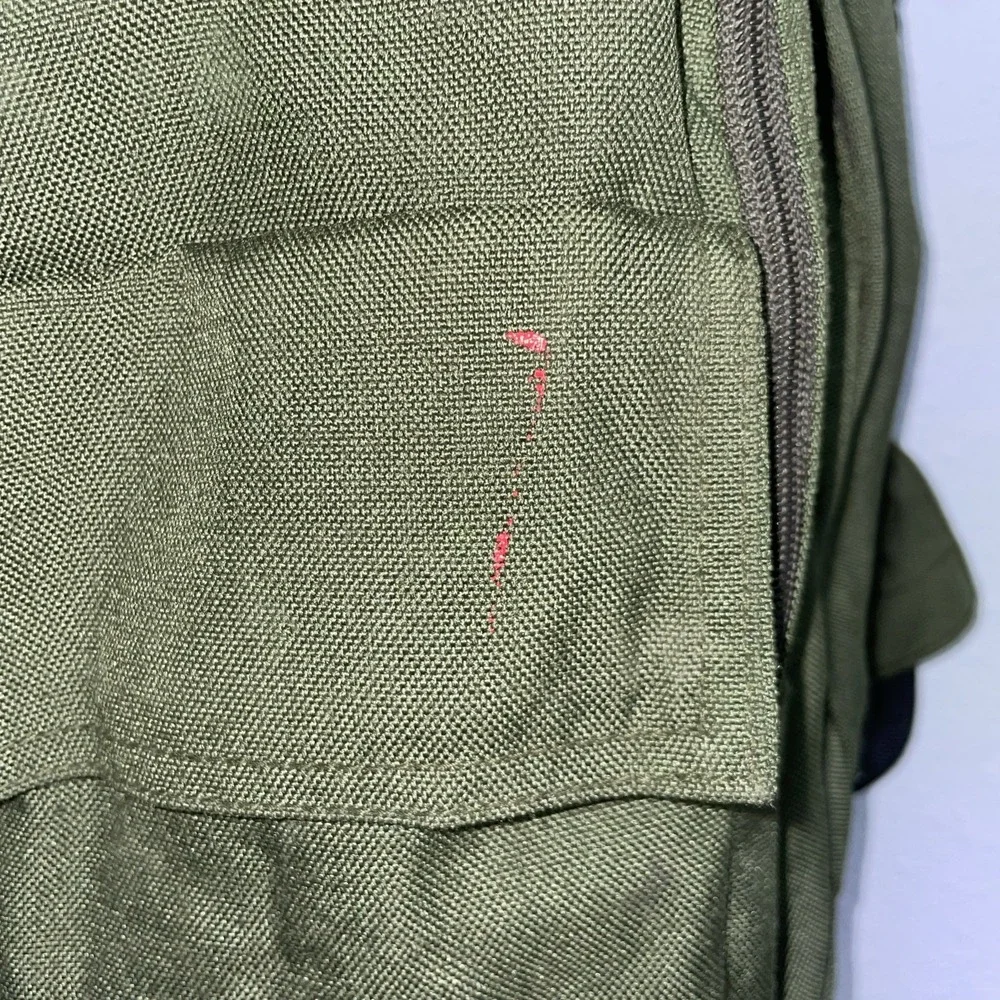 Vintage Eddie Bauer Suede Bottom‎ Backpack Green Travel Camping School Hiking